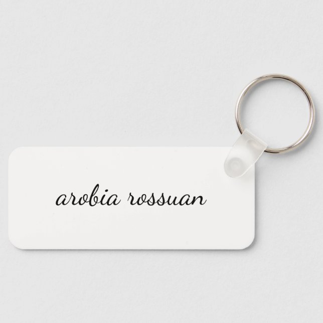 Stylish Monogram | White Script Personalized  Key Ring (Front)