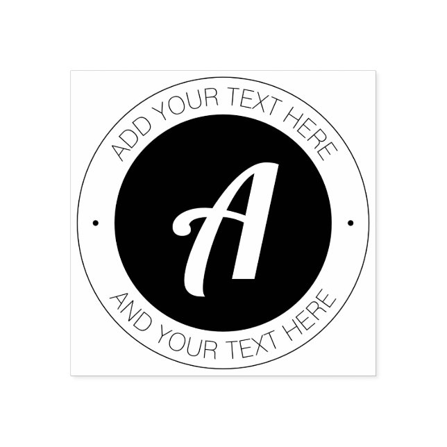 Stylish Monogram with text or Add Logo Rubber Stamp (Imprint)
