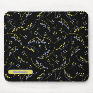 Stylish monogram yellow lilac berry pattern mouse mat