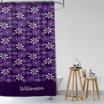 Stylish Monogrammed Dark Purple Flower Doodle