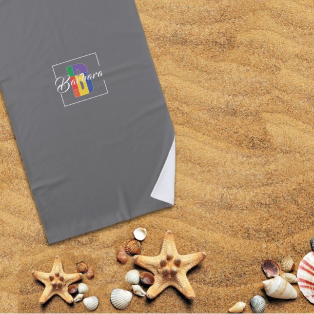 Stylish monogrammed initial coloured letter B grey Beach Towel (Creator Uploaded)