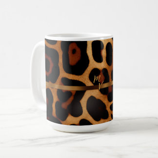 Stylish Monogrammed Leopard Print  Coffee Mug