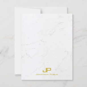 Stylish Monogrammed Modern Gold White Marble Cool Card