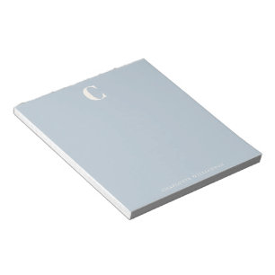 Stylish Monogrammed Name Modern Soft Blue Notepad