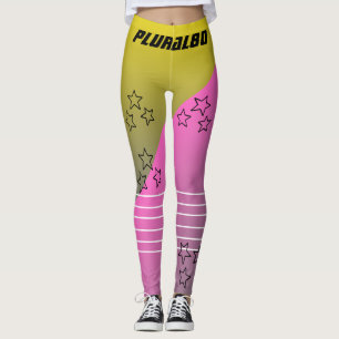 Stylish Monogrammed pink yellow gradient workout Leggings
