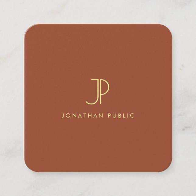 Stylish Monogrammed Template Luxury Premium Pearl Square Business Card (Front)
