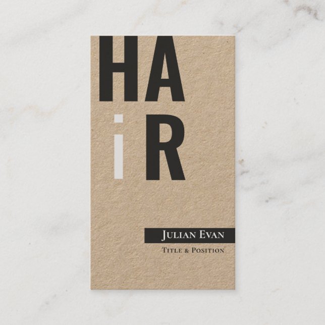 Stylish Monotone Kraft Hairdresser Business Card (Front)