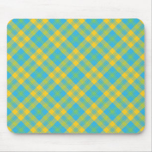 Stylish Mousepad: Blue, Yellow, Green Plaid Mouse Mat