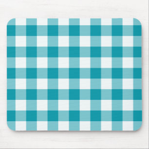 Stylish Mousepad, Teal Check Gingham Mouse Mat