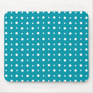 Stylish Mousepad, White Polka Dots, Teal Mouse Mat