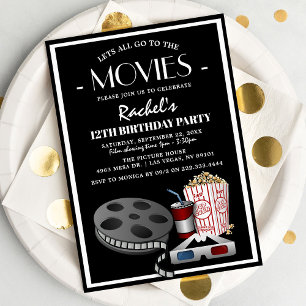 Stylish Movie's Kids Birthday Party   Cinema Invitation