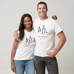 Stylish Mr. Custom Last Name & Date Wedding T-Shirt<br><div class="desc">The perfect gift for any groom to be,  the fun and modern design features a stylish typography script "Mr." with cute little red love heart full stops. The design is easy to personalise with your surname and established date and will be the perfect keepsake from your special day.</div>