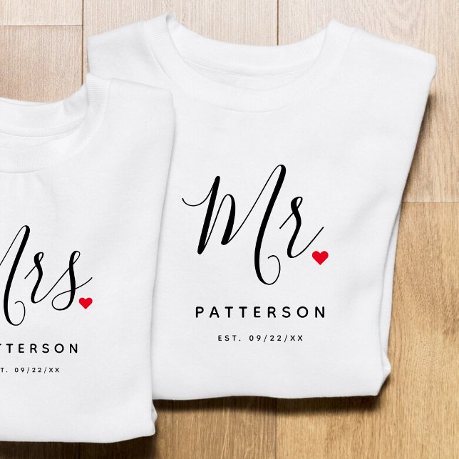 Stylish Mr. Custom Last Name & Date Wedding T-Shirt (Creator Uploaded)