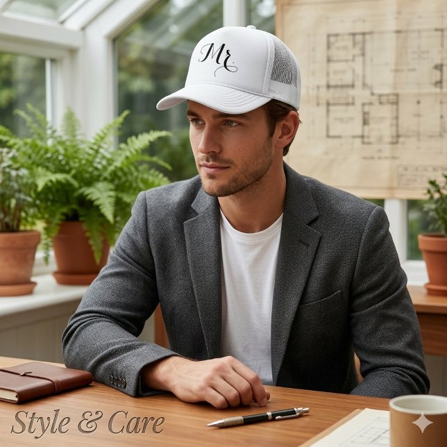 Stylish Mr. Text Hat – Groom Trucker Cap Gift (Stylish Mr. Text Hat – Groom Trucker Cap Gift)