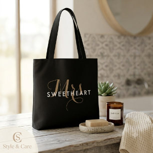 Stylish Mrs. & Name Text All-Over-Print Tote Bag