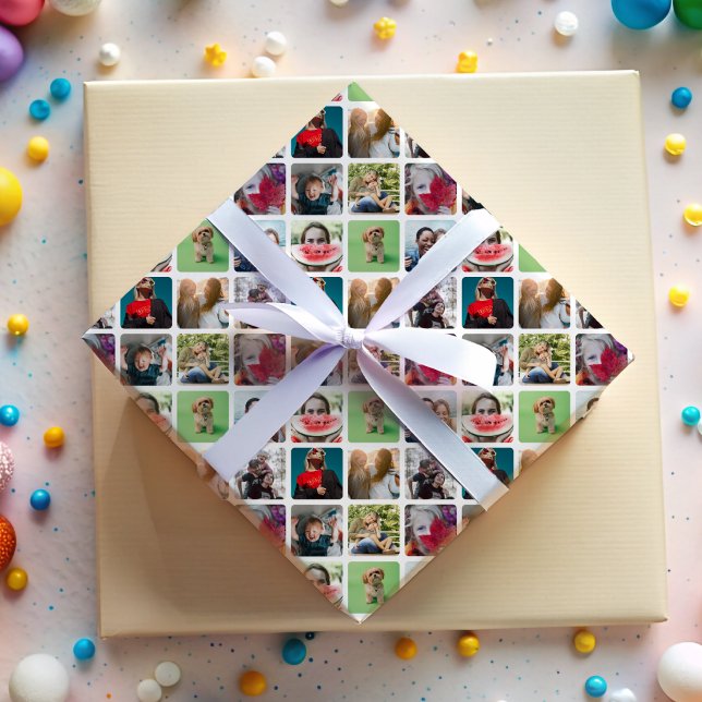 Stylish Multi Photo Collage Pattern  Wrapping Paper (Creator Uploaded)