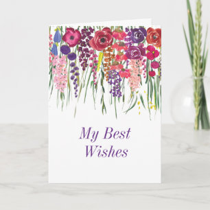 Stylish Multifloral Drop "Best Wishes" Card