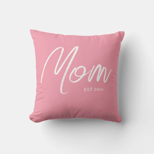 Stylish Mum Script Pink with established Year Cushion (Front)