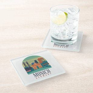 Stylish Munich Cityscape Germany   Glass Coaster