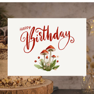 Stylish Mushroom Botanical Birthday Note Card