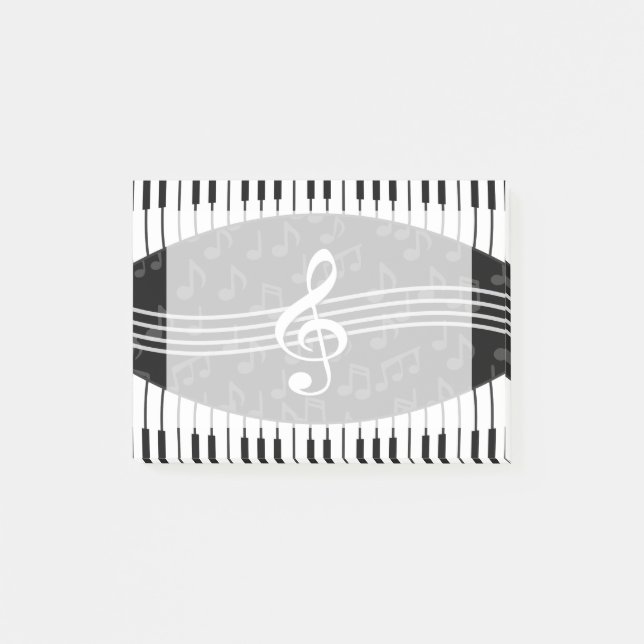 Stylish Music Notes Treble Clef and Piano Keys (Front)