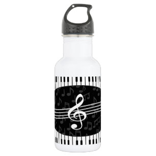 Stylish Music Notes Treble Clef and Piano Keys 532 Ml Water Bottle