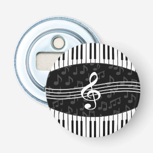 Stylish Music Notes Treble Clef and Piano Keys Bottle Opener