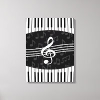 Stylish Music Notes Treble Clef and Piano Keys