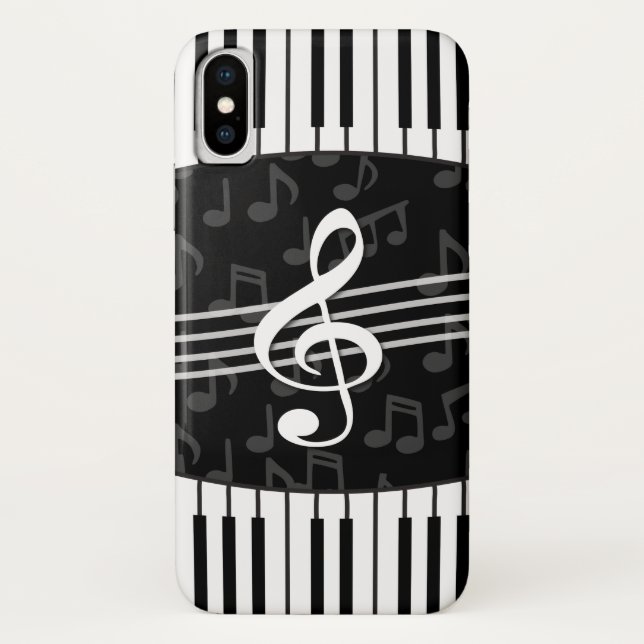 Stylish Music Notes Treble Clef and Piano Keys Case-Mate iPhone Case (Back)