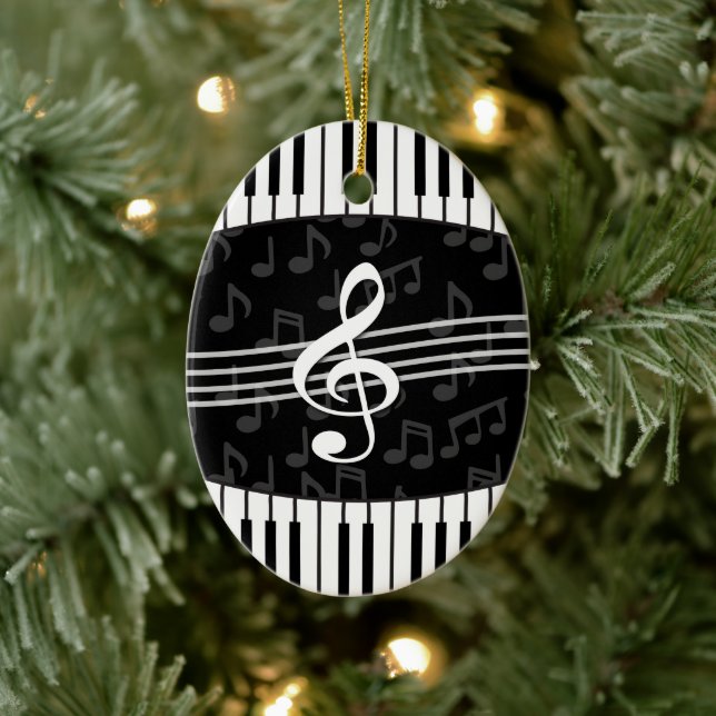 Stylish Music Notes Treble Clef and Piano Keys Ceramic Tree Decoration (Tree)