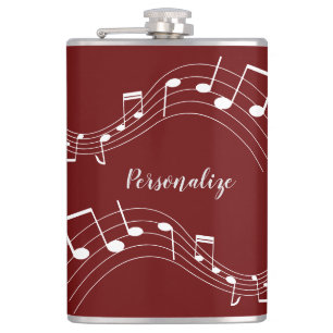 Stylish Music Notes Trendy Cool Gift Personalised Hip Flask