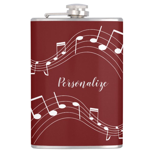 Stylish Music Notes Trendy Cool Gift Personalised  Hip Flask (Front)
