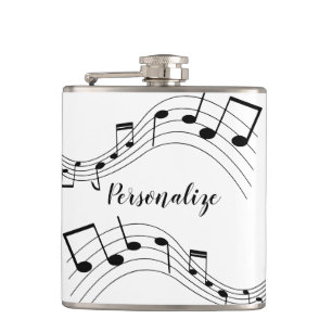 Stylish Music Notes Trendy Cool Gift Personalised Hip Flask