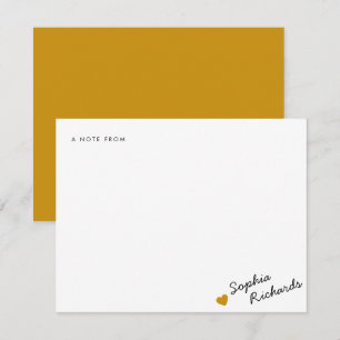 Stylish Mustard Yellow Feminine Heart Stationery Card
