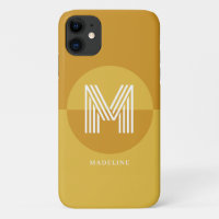 Stylish Mustard Yellow Geometric Modern Monogram