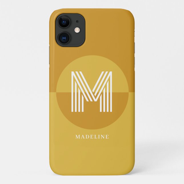 Stylish Mustard Yellow Geometric Modern Monogram Case-Mate iPhone Case (Back)