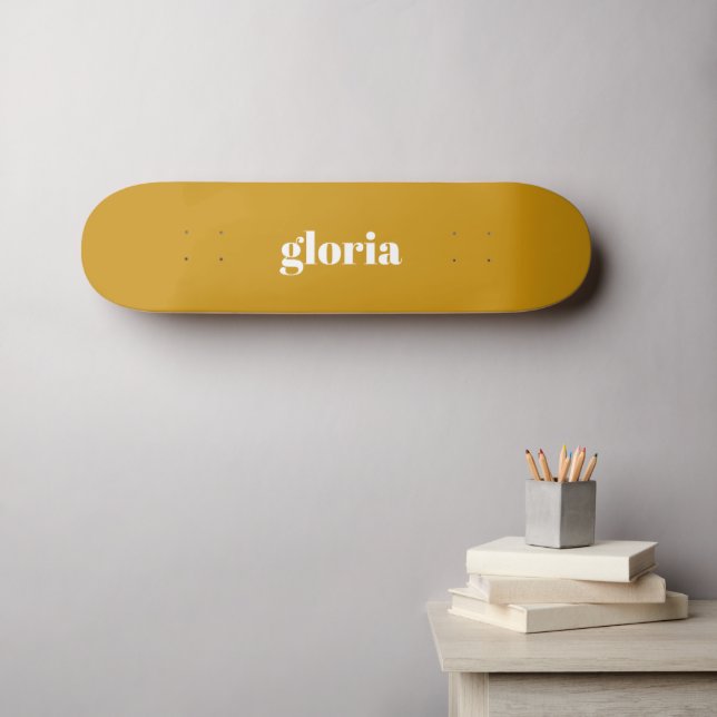 Stylish mustard yellow plain custom name skateboard (Wall Art (Horz))