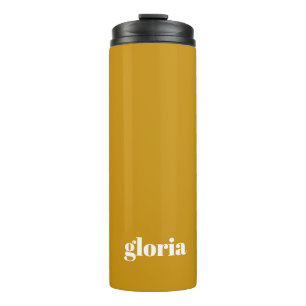 Stylish mustard yellow plain custom name thermal tumbler