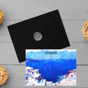 Stylish Mykonos Greece Cyclades Island Painting Postcard