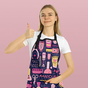 Stylish Nail Polish Bottles Manicurist Salon   Apron