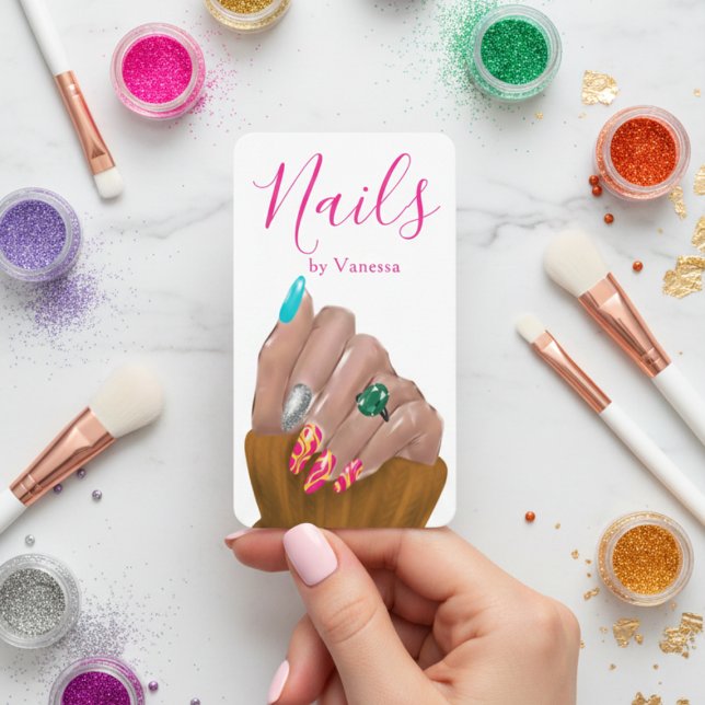 Stylish Nail Technician Modern Manicurist QR Code Business Card (Creator Uploaded)