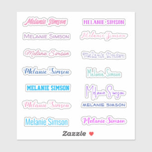 Stylish Name colourful pink violet blue Stickers