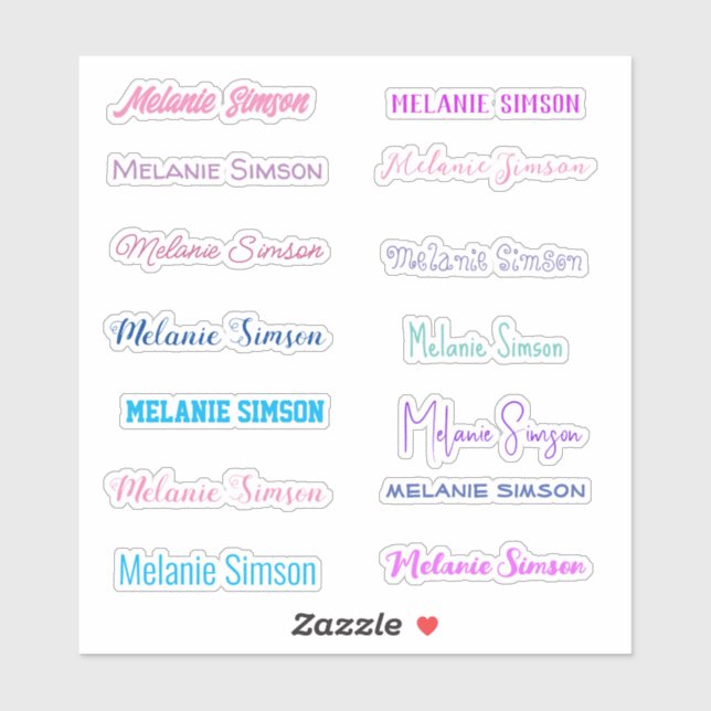 Stylish Name  colourful  pink violet blue Stickers (Sheet)