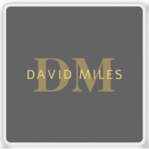 Stylish Name & Monogram   Gold & Dark Gray
