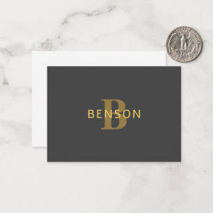 Stylish Name & Monogram   Gold & Dark Gray Card