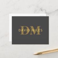 Stylish Name & Monogram | Gold & Dark Grey