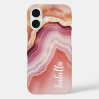 Stylish Name Pink Gold Agate Marble