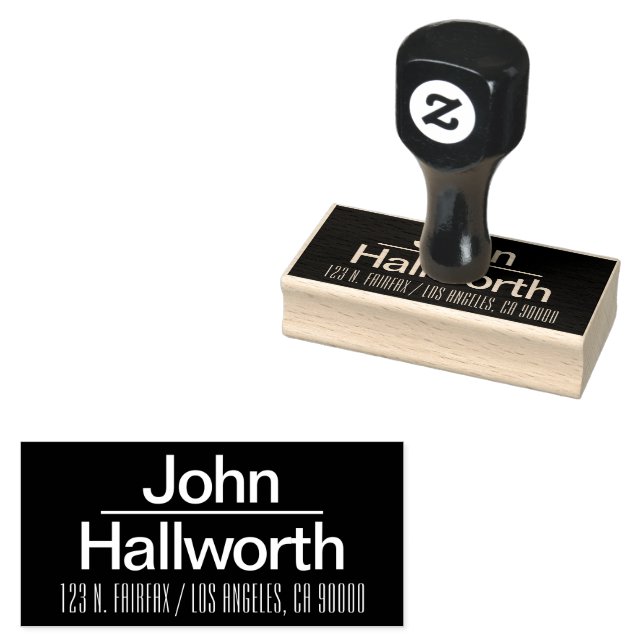 Stylish Name & Return Address Template Rubber Stamp (Stamped)