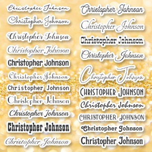 Stylish Name Signature Black Text Script Kiss Cut