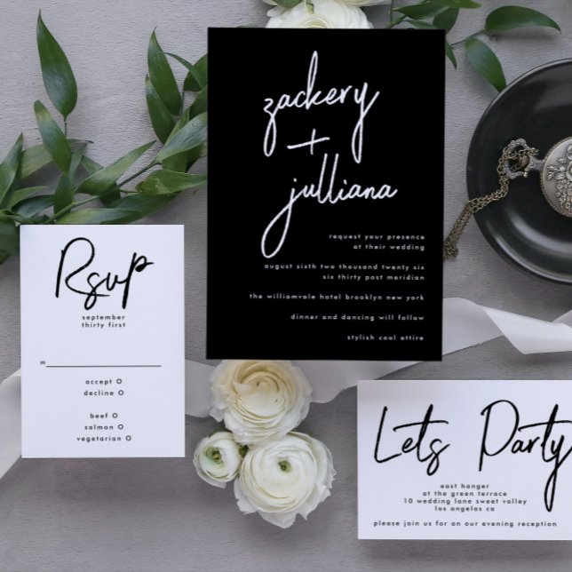 Stylish NAMES | Modern Black & White Wedding Invitation (Invitation showcasing suite - additional items (bought separately))